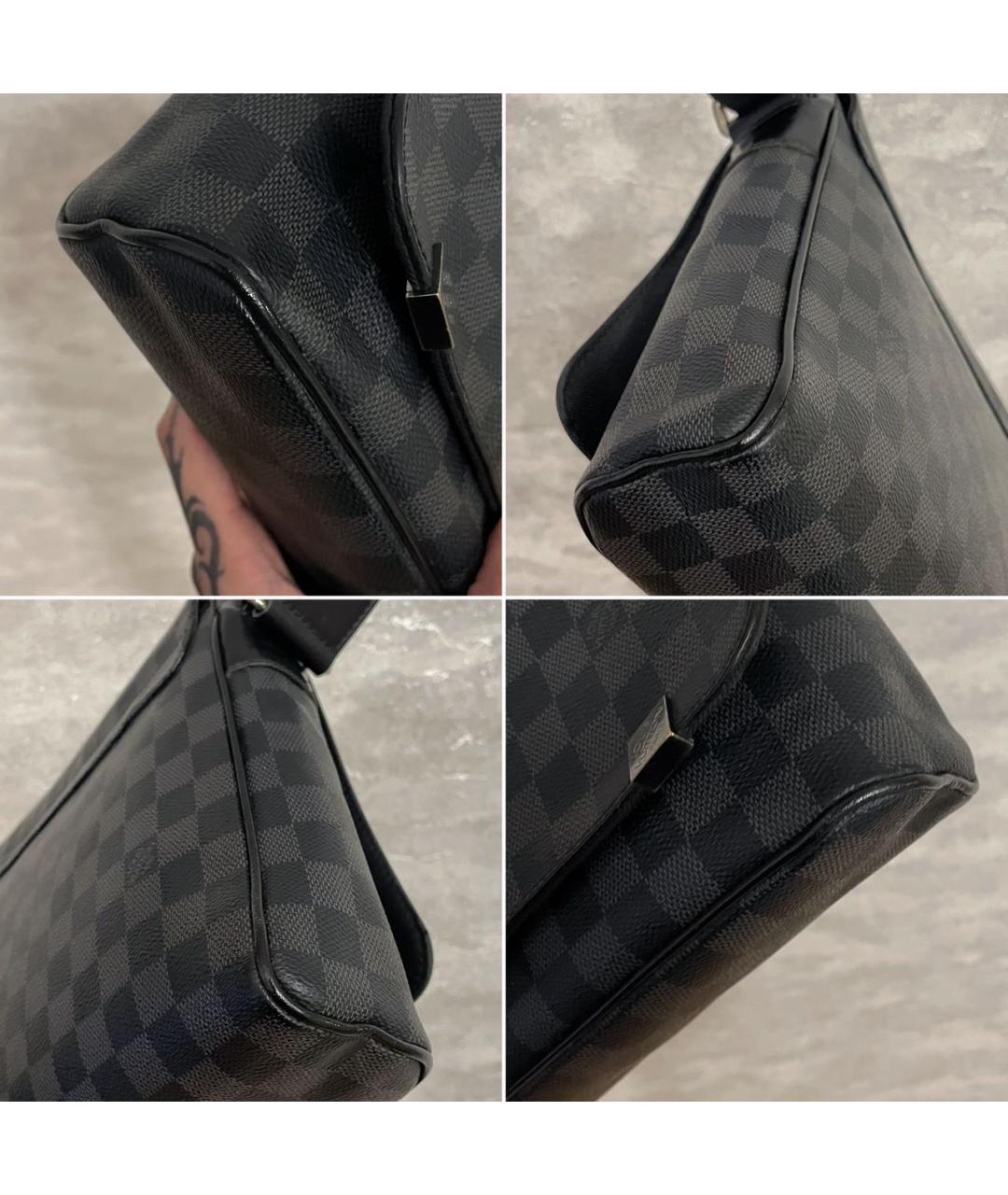 LOUIS VUITTON Черная сумка на плечо из канвы, фото 5