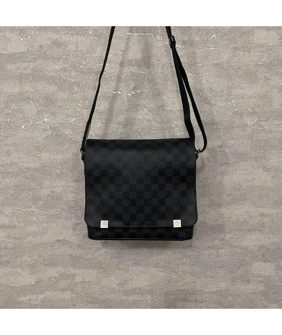 LOUIS VUITTON Черная сумка на плечо из канвы, фото 9