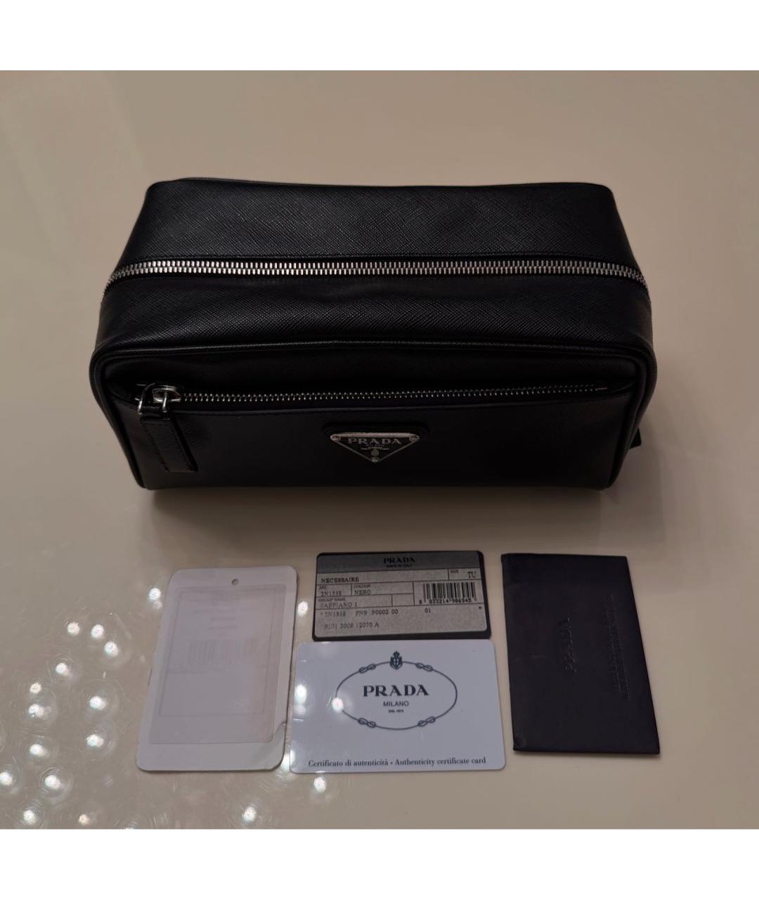 PRADA Черная кожаная косметичка, фото 5