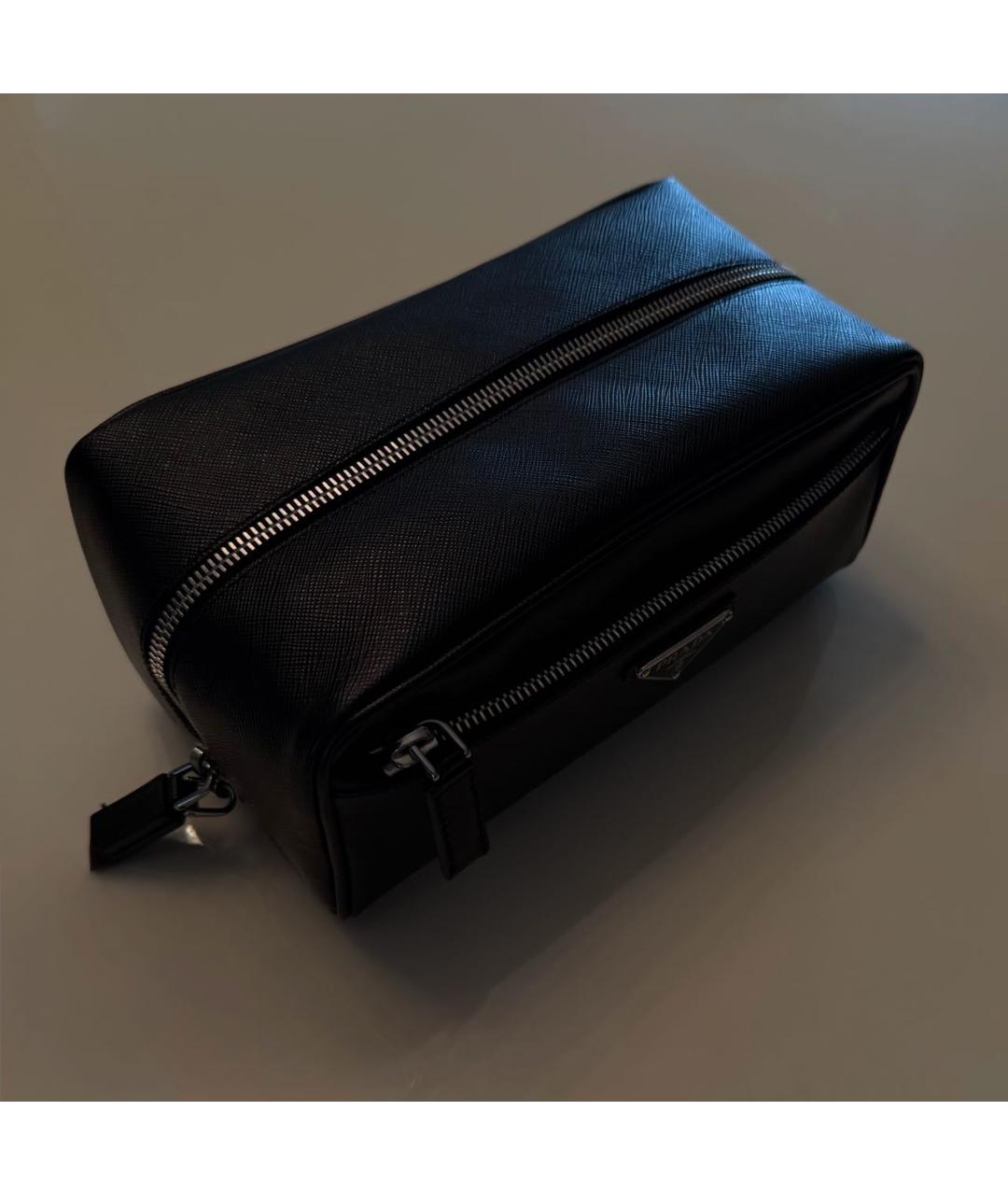 PRADA Черная кожаная косметичка, фото 2