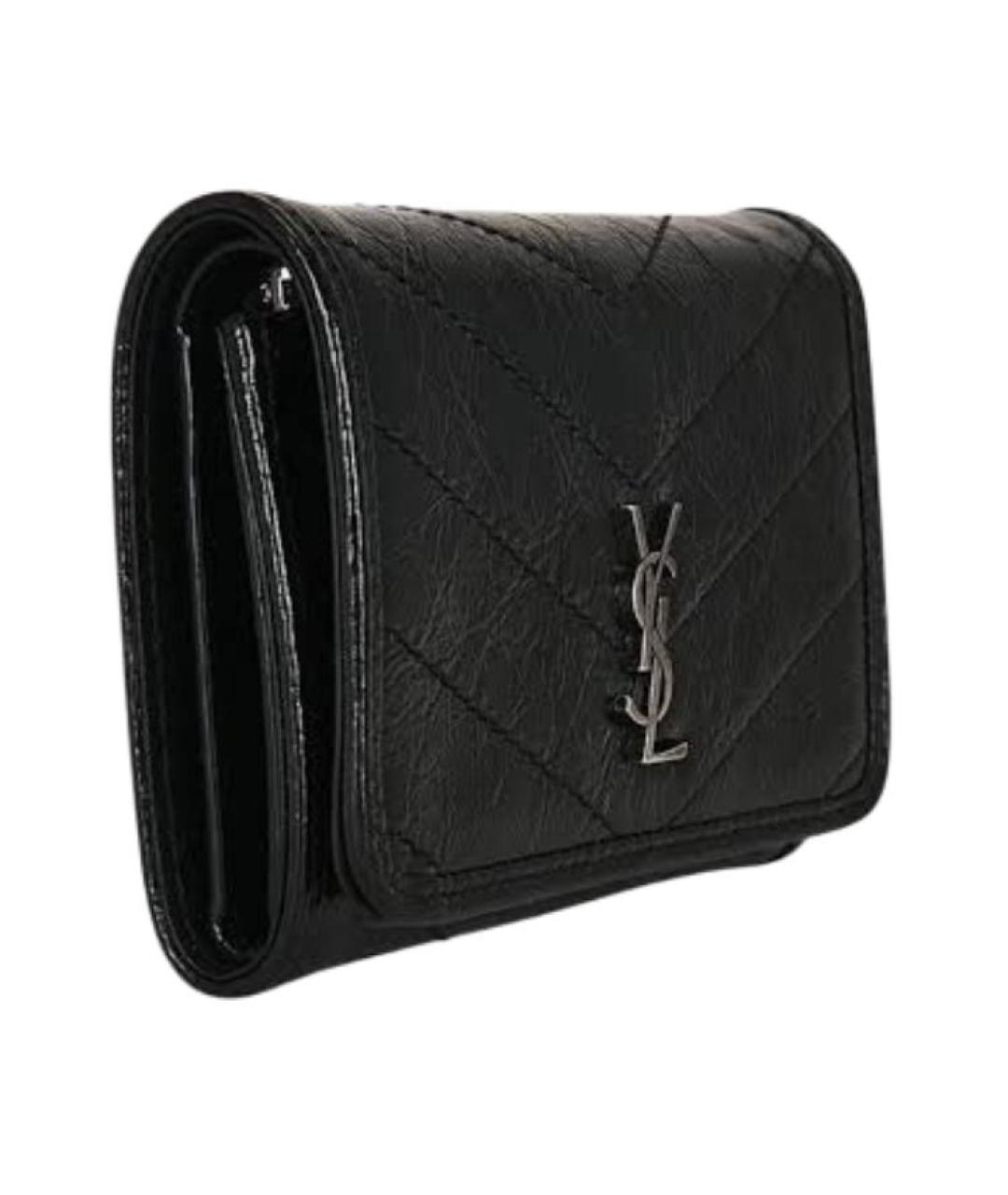 SAINT LAURENT Черный кожаный кошелек, фото 3