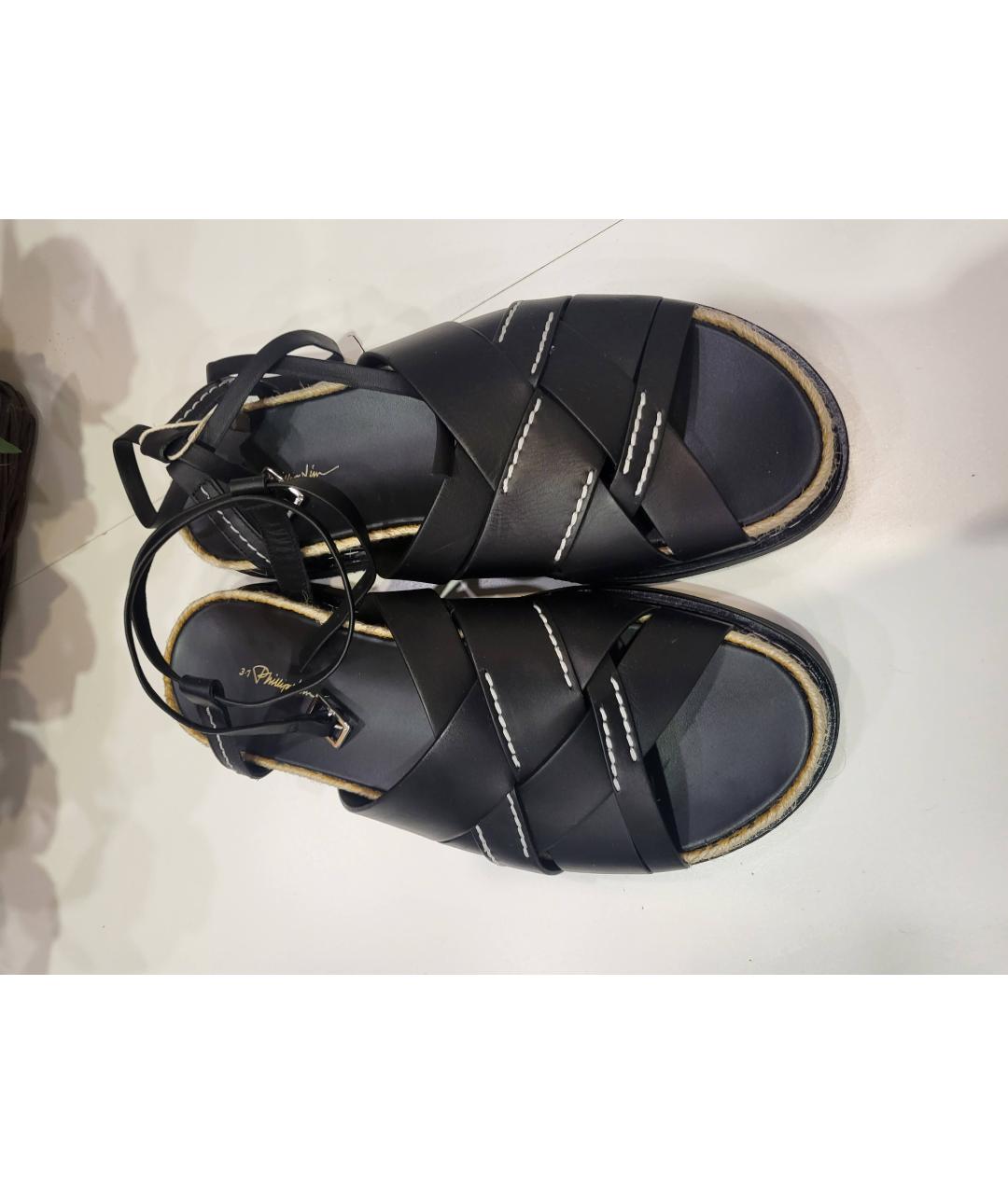 3.1 PHILLIP LIM Черные кожаные сандалии, фото 2