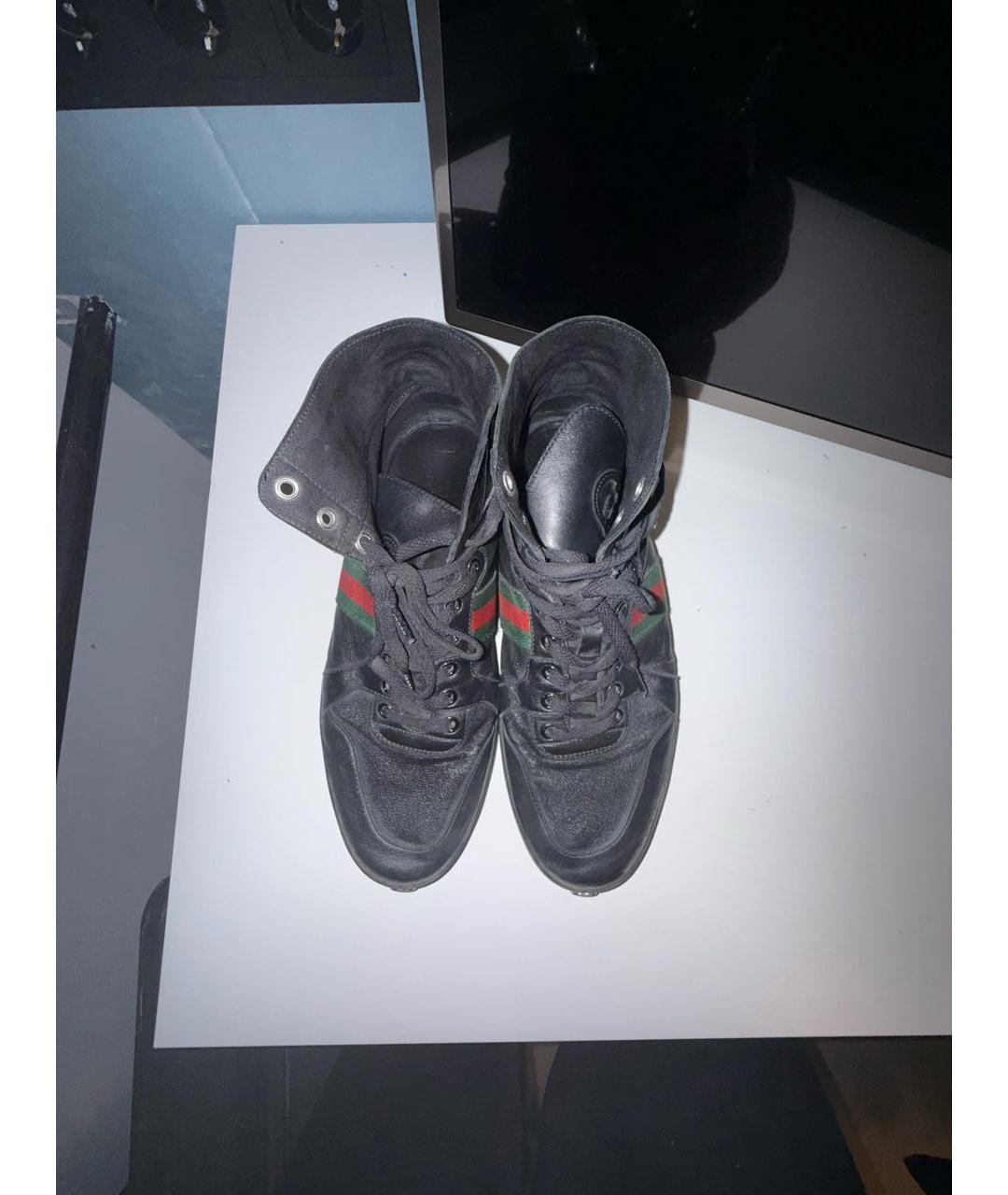 GUCCI Черные кожаные высокие кроссовки / кеды, фото 3