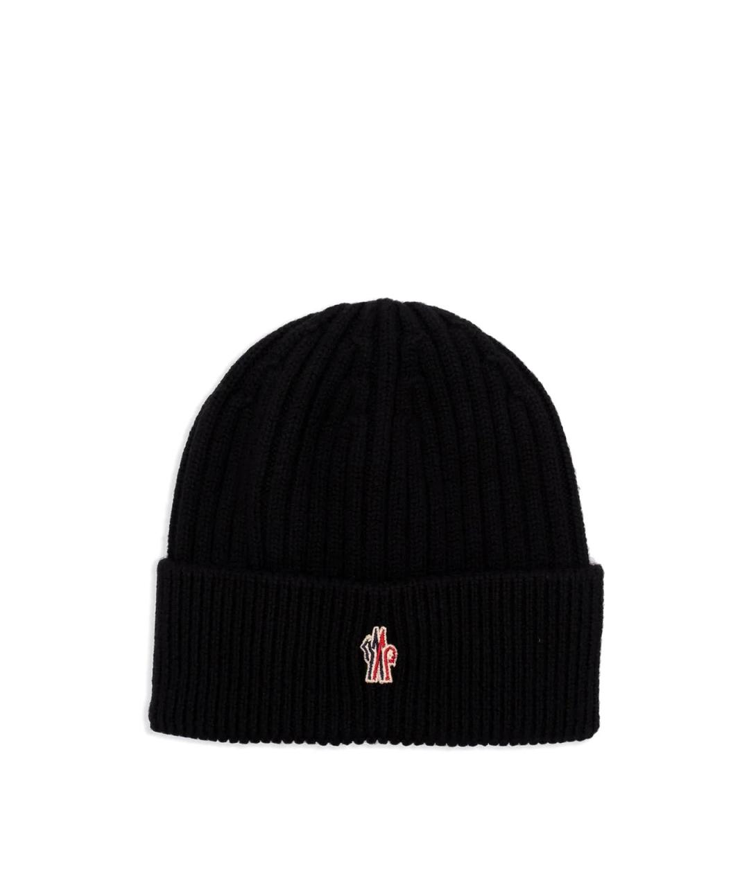 MONCLER Черная шерстяная шапка, фото 1