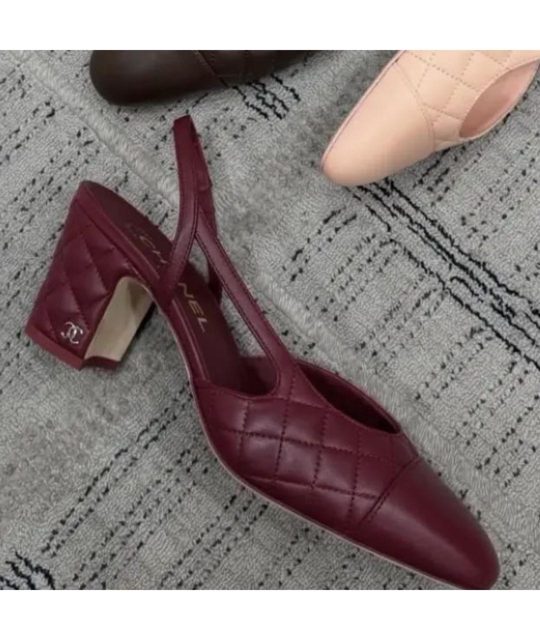CHANEL Бордовые кожаные туфли, фото 3
