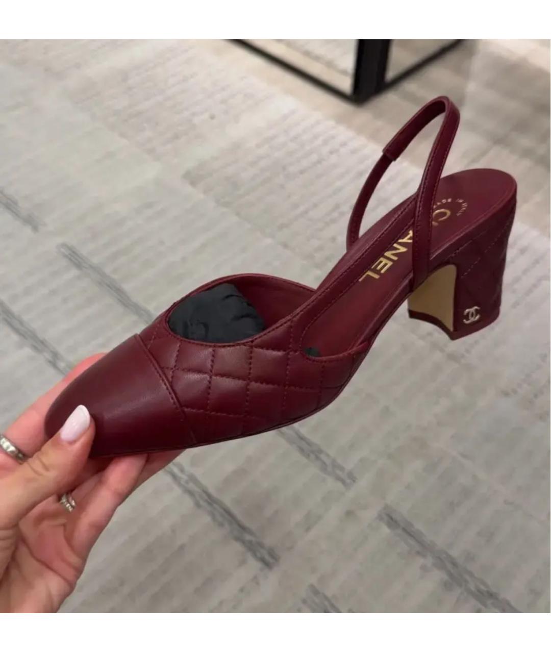 CHANEL Бордовые кожаные туфли, фото 2