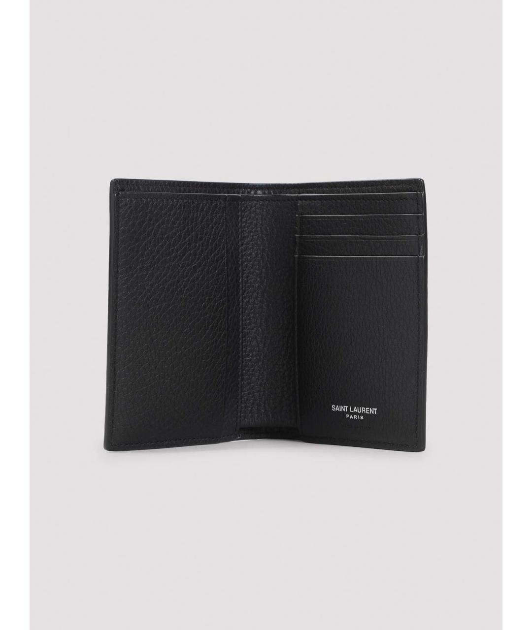SAINT LAURENT Черный кожаный кошелек, фото 3