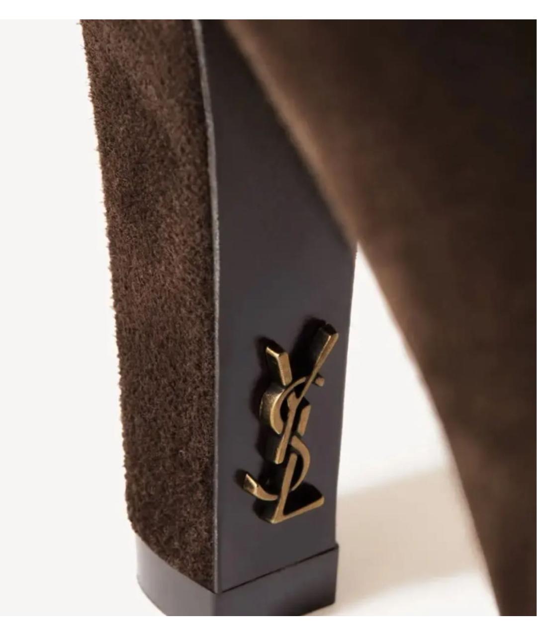 SAINT LAURENT Коричневые замшевые ботильоны, фото 4