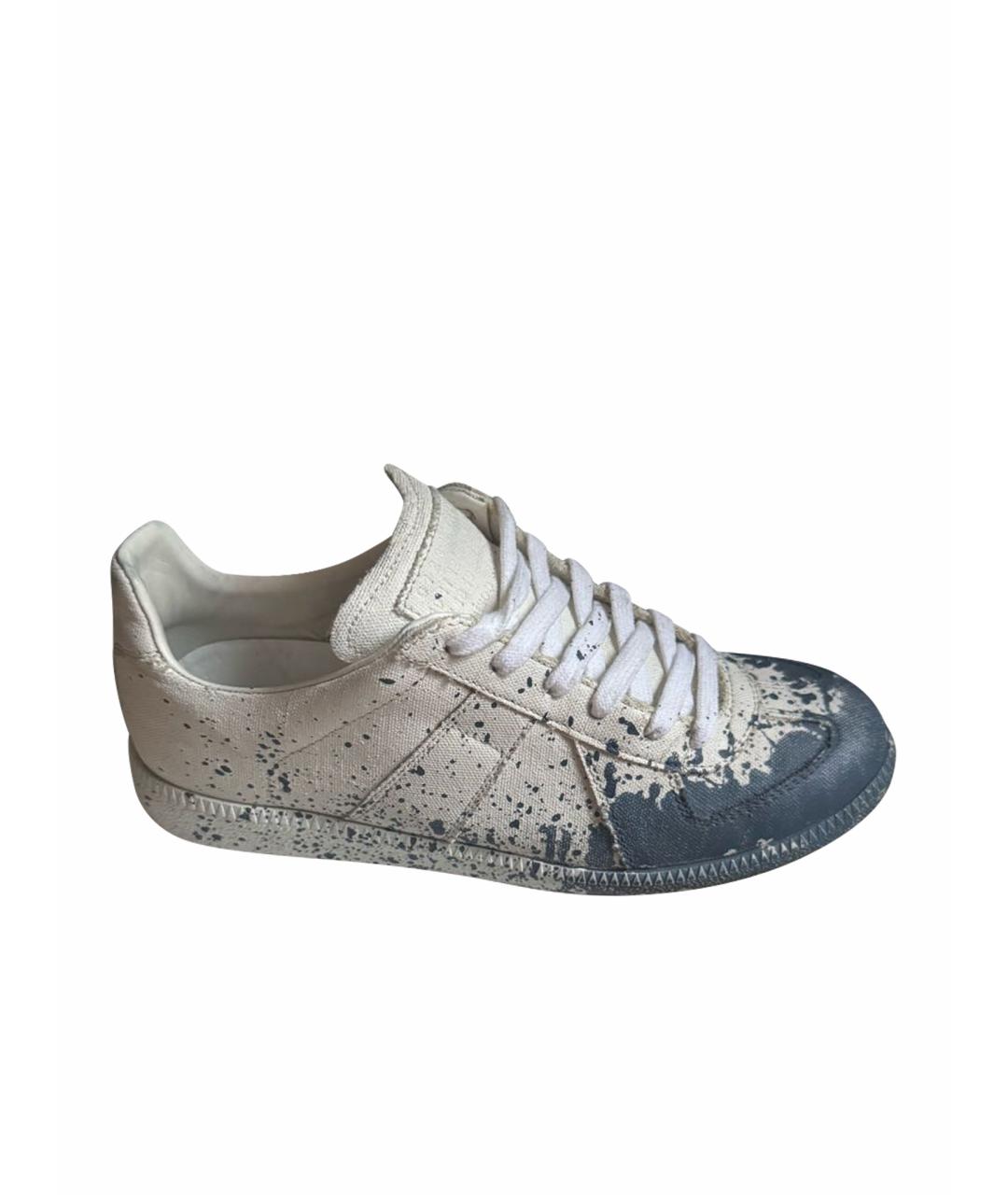 MAISON MARGIELA Белые текстильные низкие кроссовки / кеды, фото 5