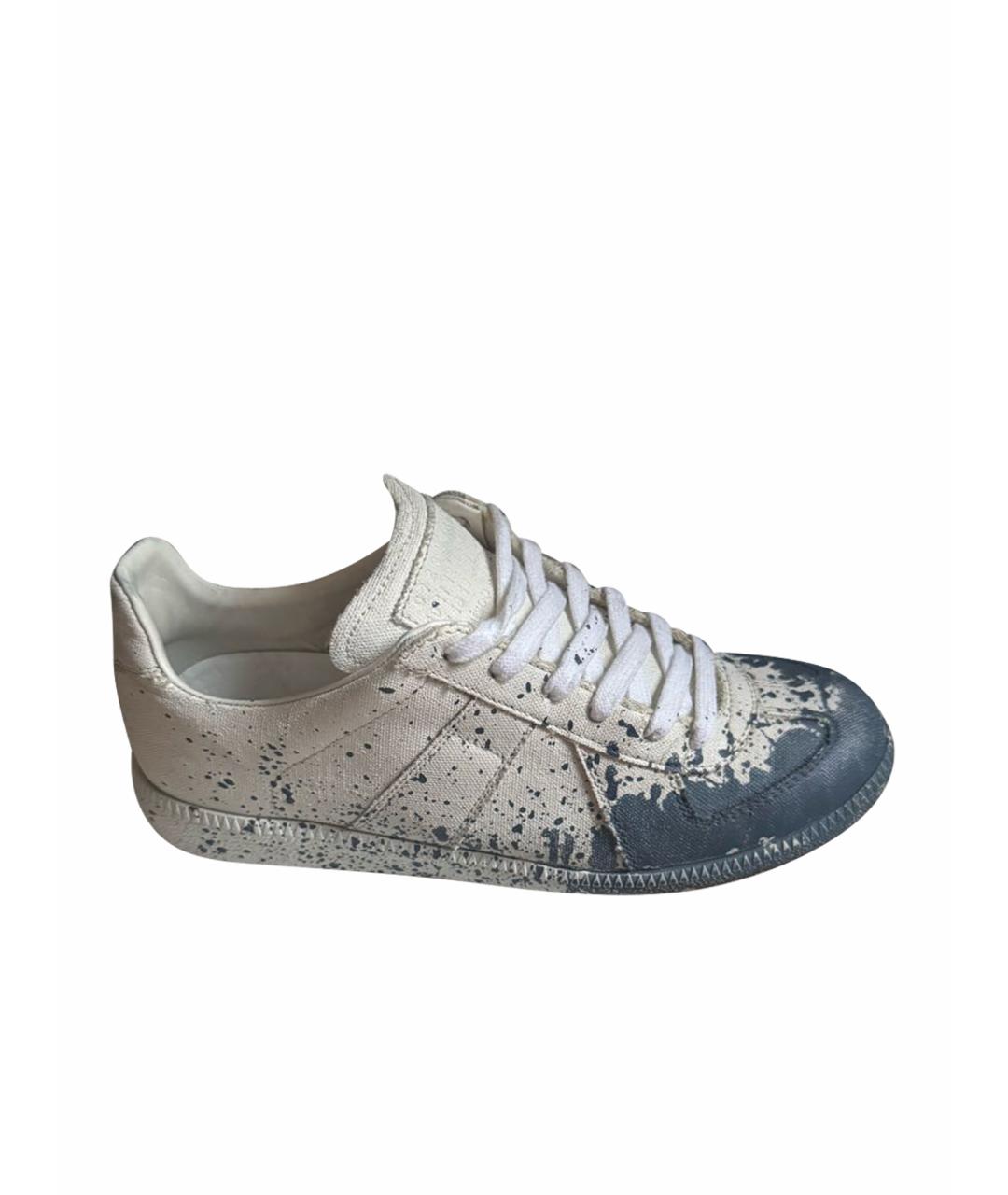 MAISON MARGIELA Белые текстильные низкие кроссовки / кеды, фото 1