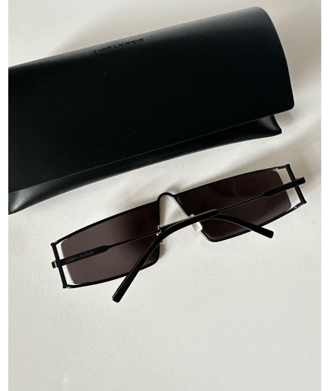SAINT LAURENT Черные металлические солнцезащитные очки, фото 5