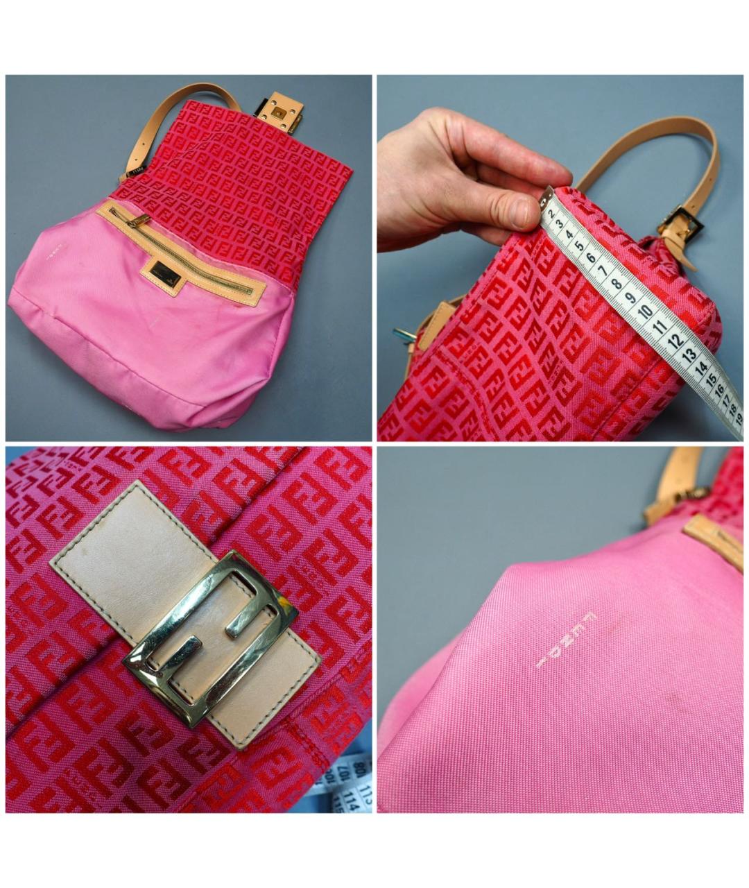 FENDI Розовая сумка с короткими ручками из канвы, фото 5
