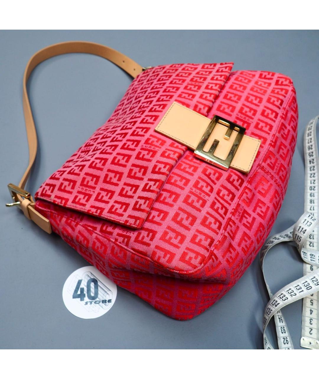 FENDI Розовая сумка с короткими ручками из канвы, фото 9