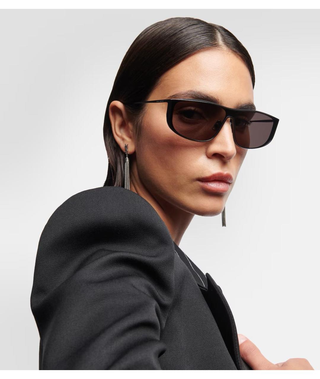 SAINT LAURENT Черные металлические солнцезащитные очки, фото 2