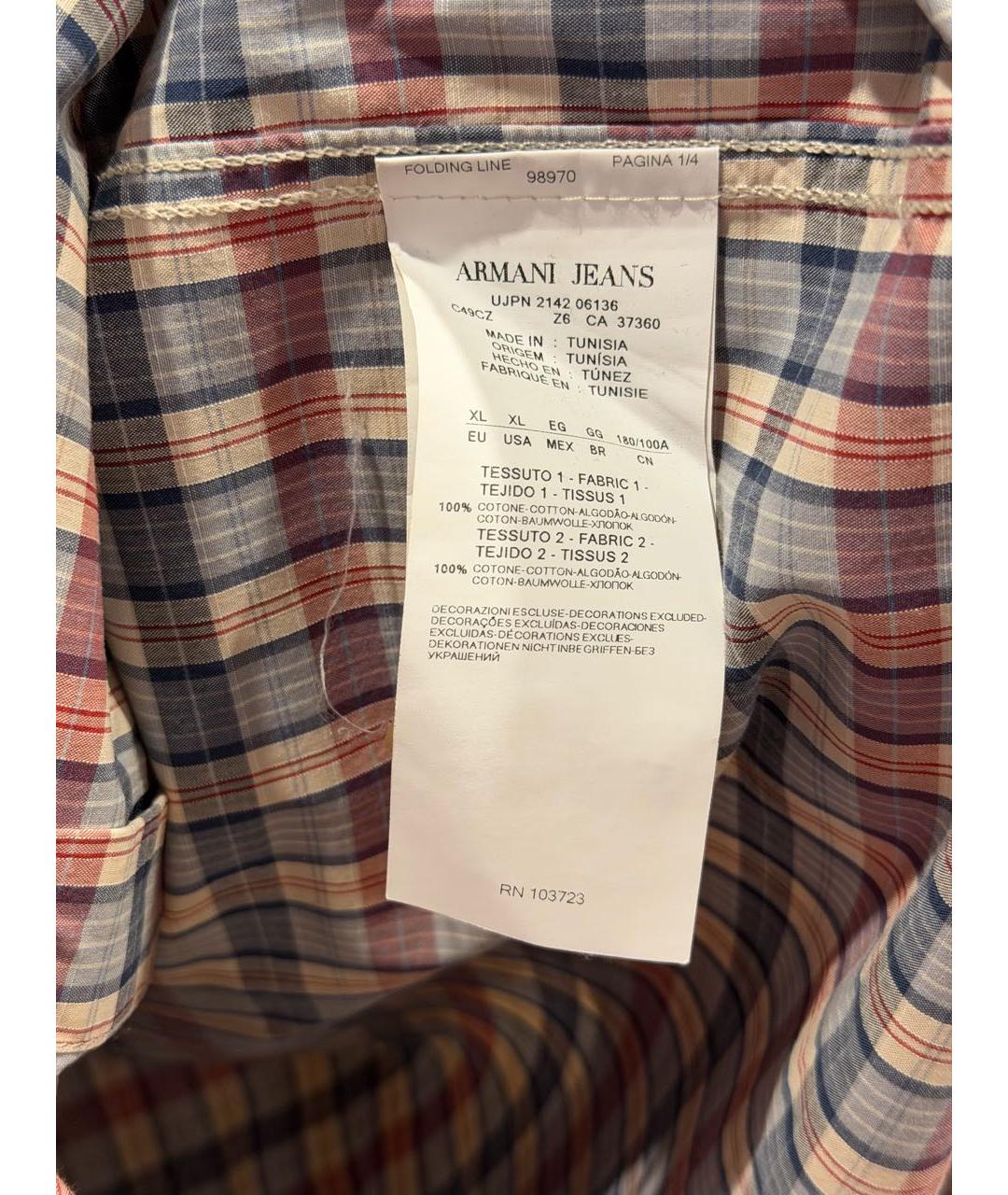 ARMANI JEANS Красная хлопковая классическая рубашка, фото 7