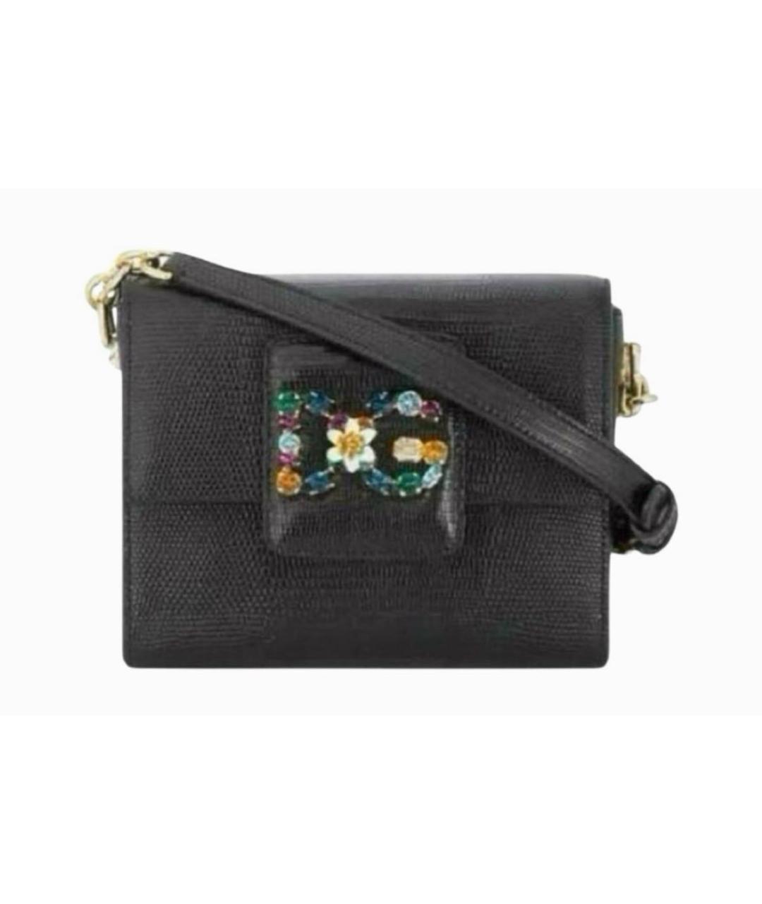DOLCE&GABBANA Черная кожаная сумка через плечо, фото 3