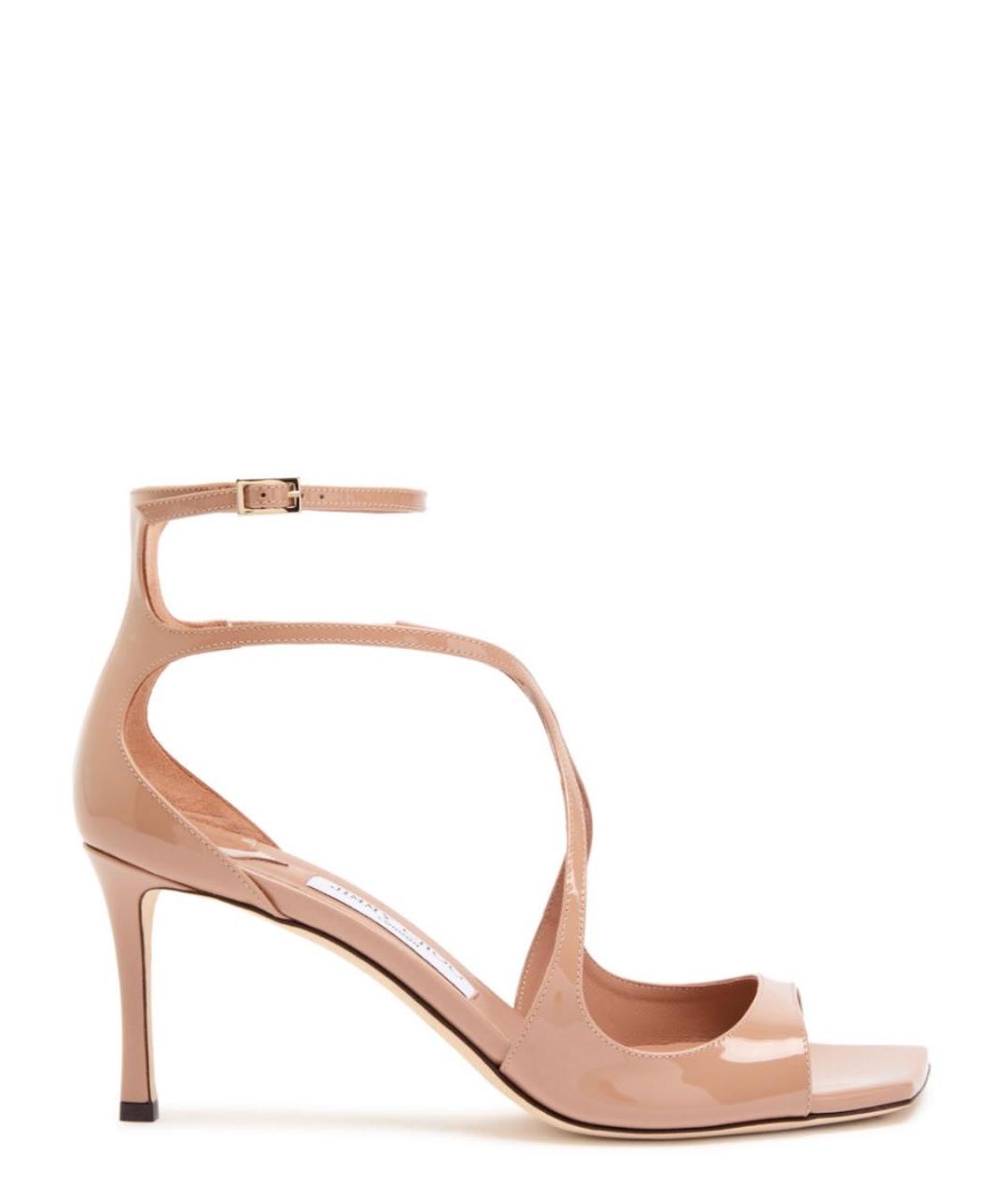 JIMMY CHOO Бежевые босоножки из лакированной кожи, фото 3