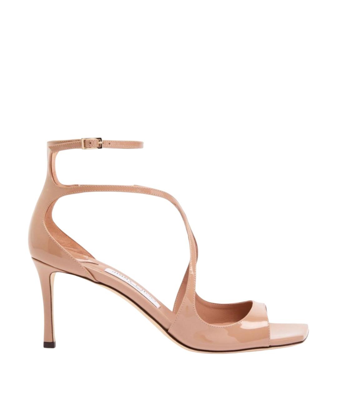 JIMMY CHOO Бежевые босоножки из лакированной кожи, фото 1