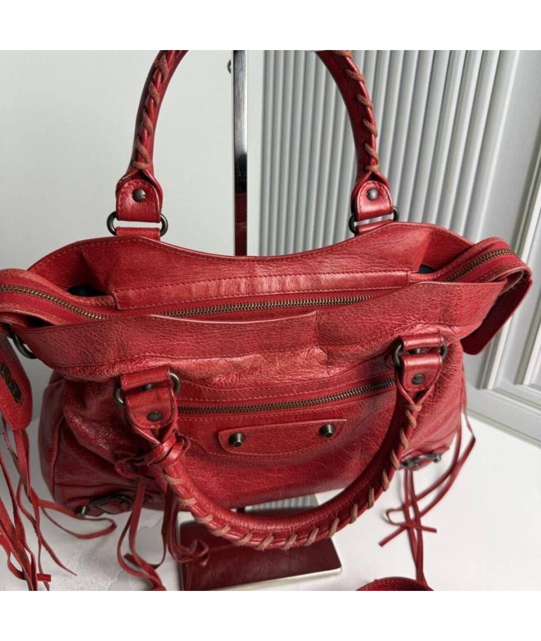 BALENCIAGA Бордовая кожаная сумка через плечо, фото 2