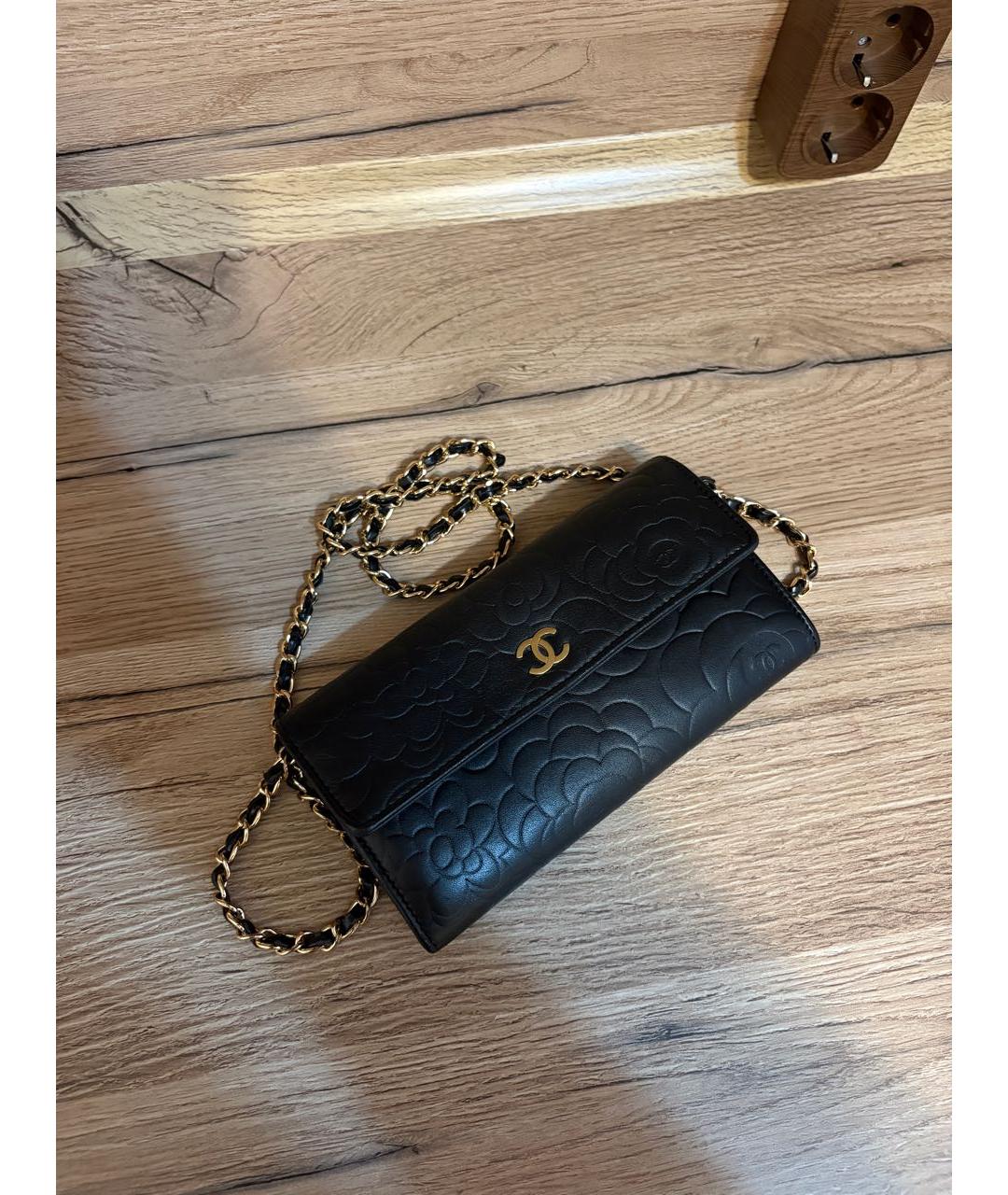 CHANEL Черный кожаный кошелек, фото 5