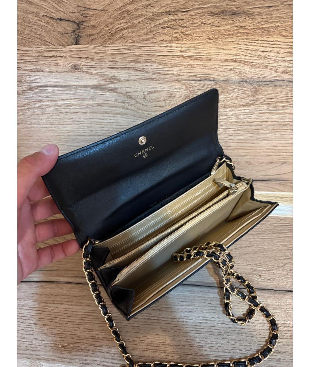 CHANEL Черный кожаный кошелек, фото 4