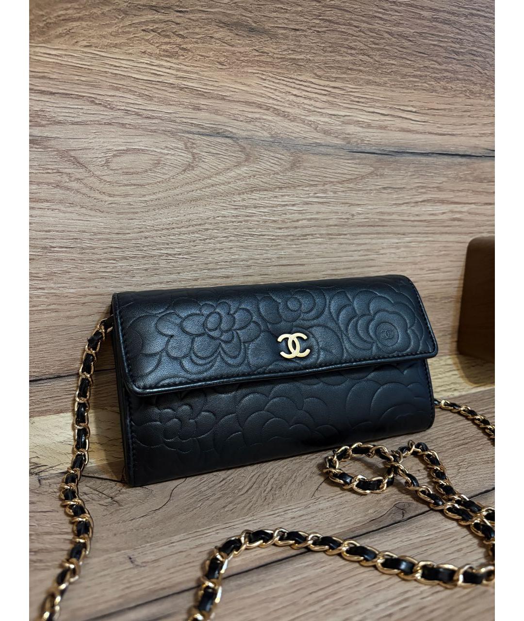 CHANEL Черный кожаный кошелек, фото 2