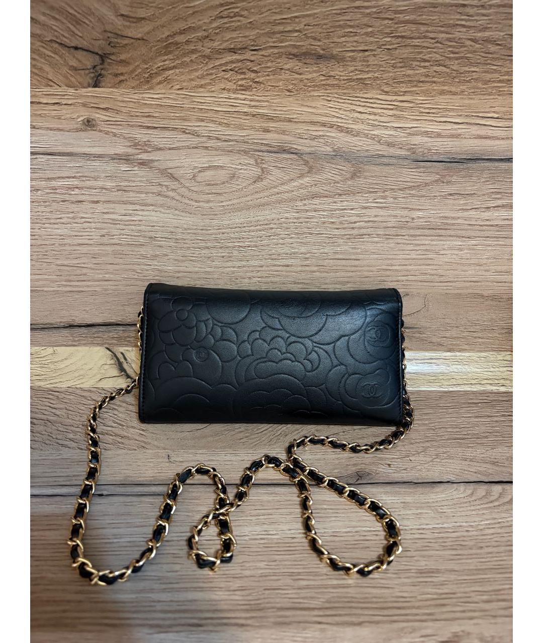 CHANEL Черный кожаный кошелек, фото 3
