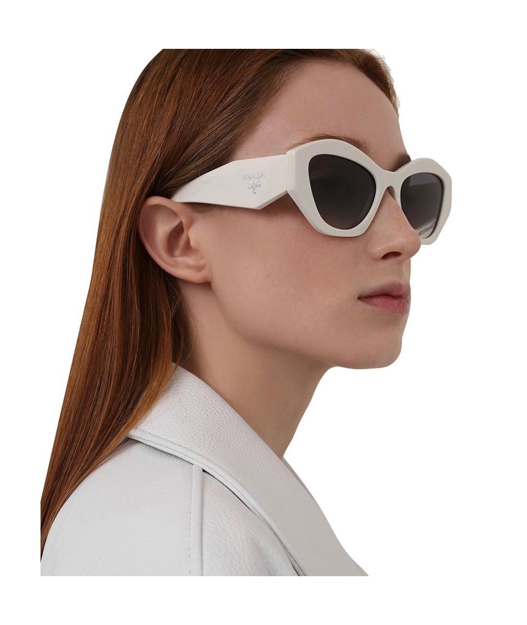 PRADA Белые пластиковые солнцезащитные очки, фото 6