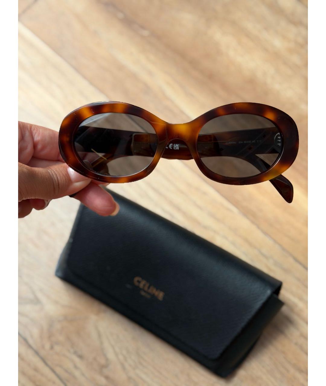 CELINE Коричневые пластиковые солнцезащитные очки, фото 7