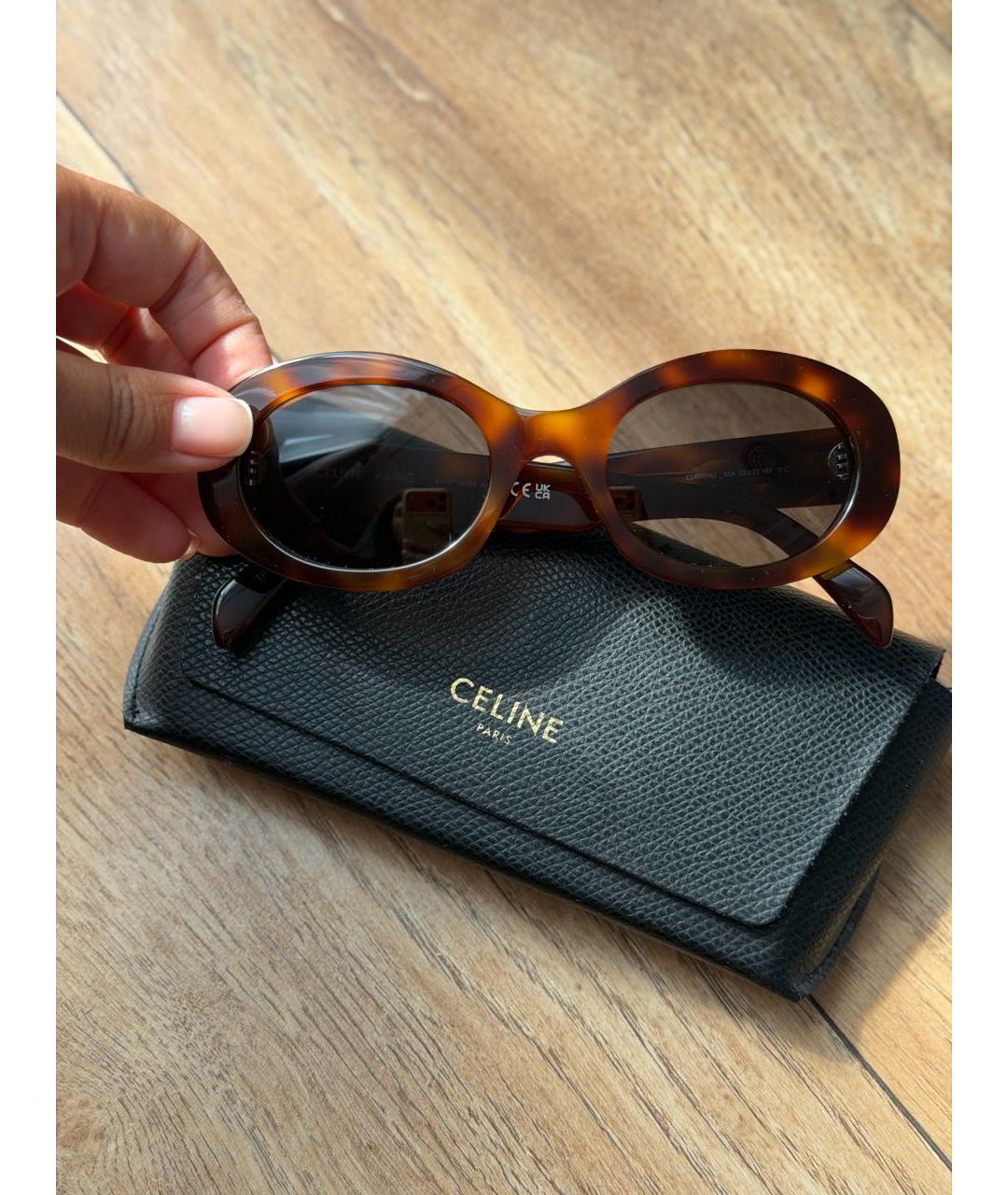 CELINE Коричневые пластиковые солнцезащитные очки, фото 4