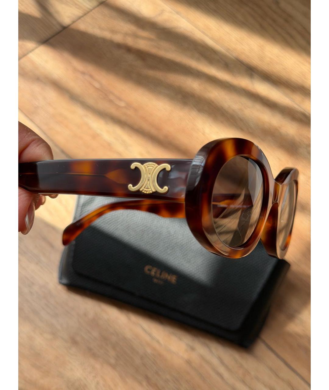 CELINE Коричневые пластиковые солнцезащитные очки, фото 3