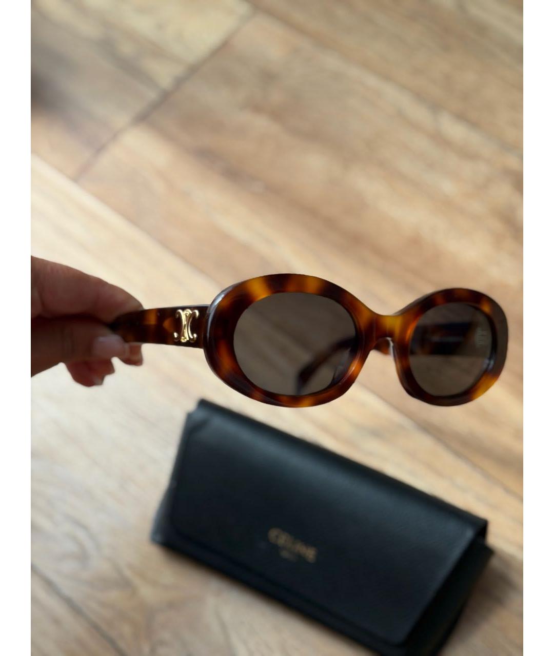 CELINE Коричневые пластиковые солнцезащитные очки, фото 2