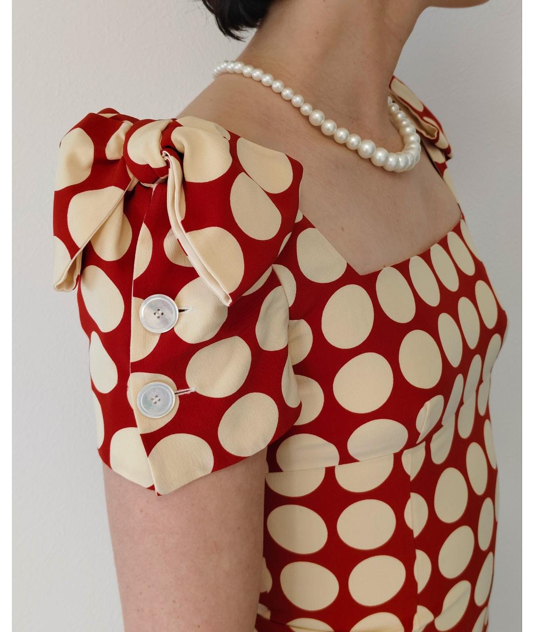 VALENTINO Красное шелковое повседневное платье, фото 8