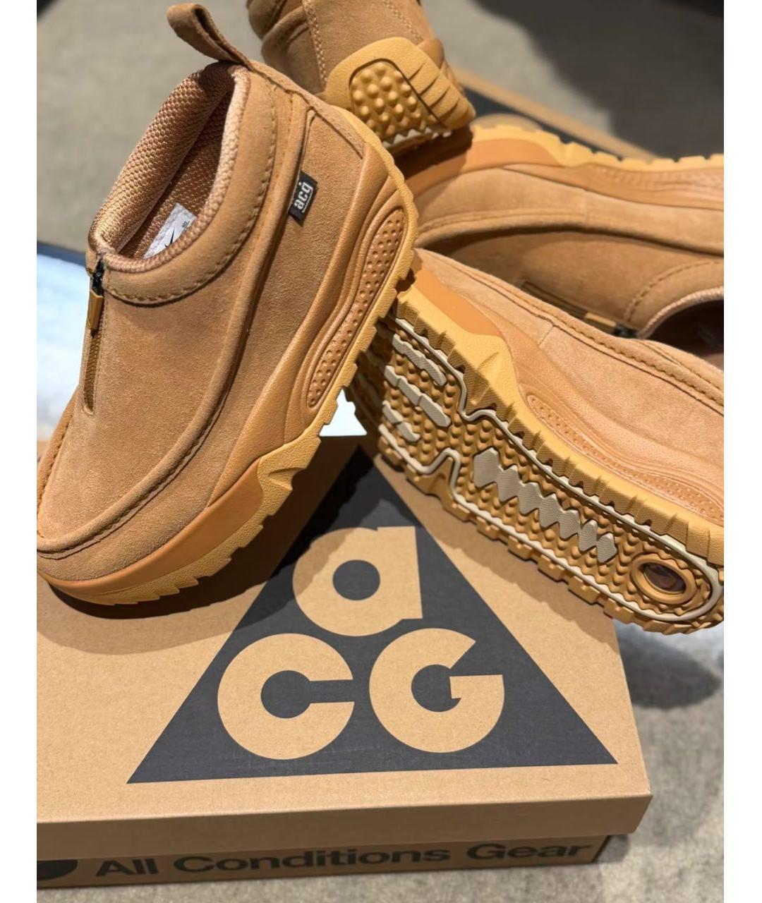 NIKE ACG Горчичные замшевые низкие кроссовки / кеды, фото 7