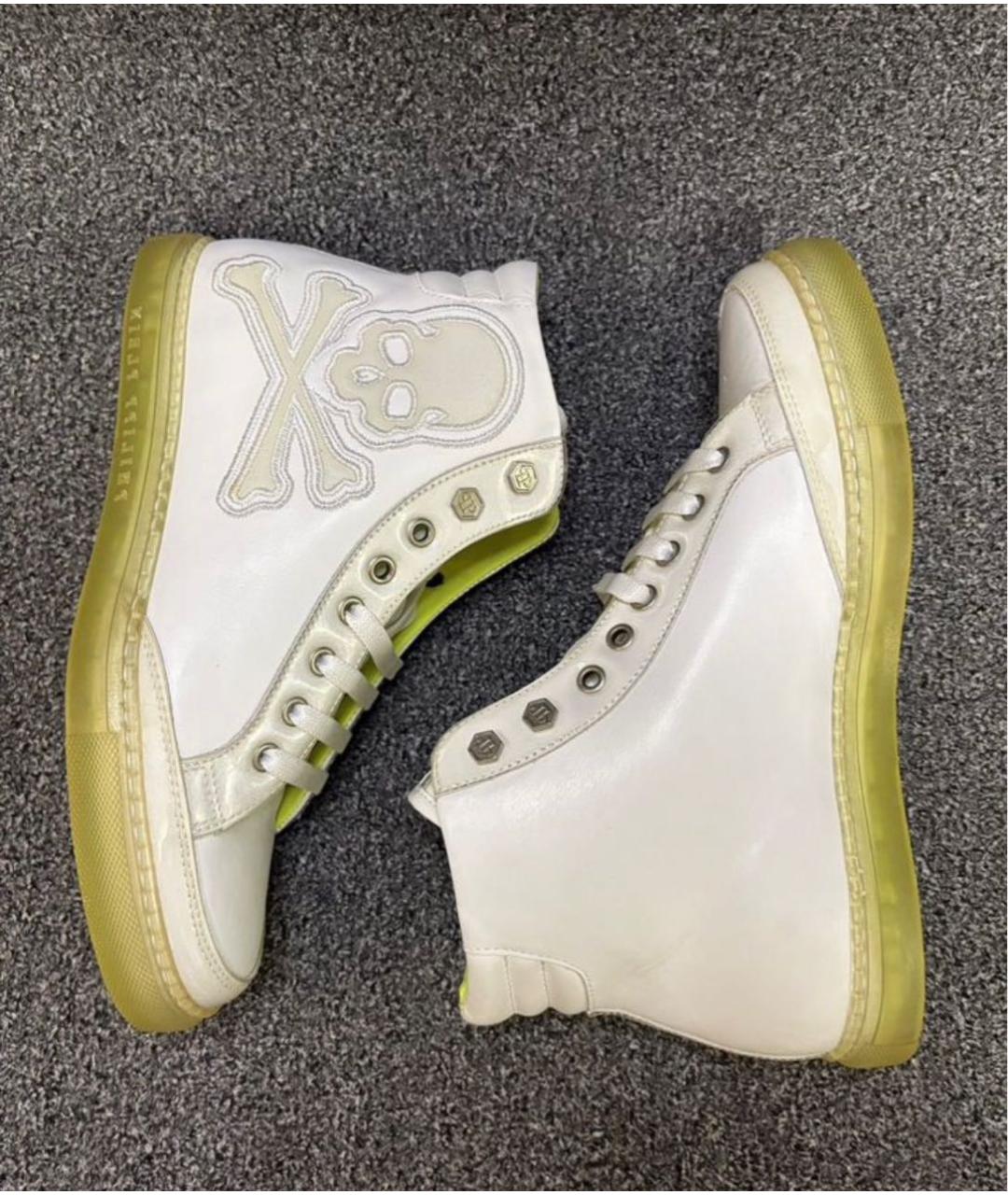 PHILIPP PLEIN Белые кожаные кроссовки, фото 6