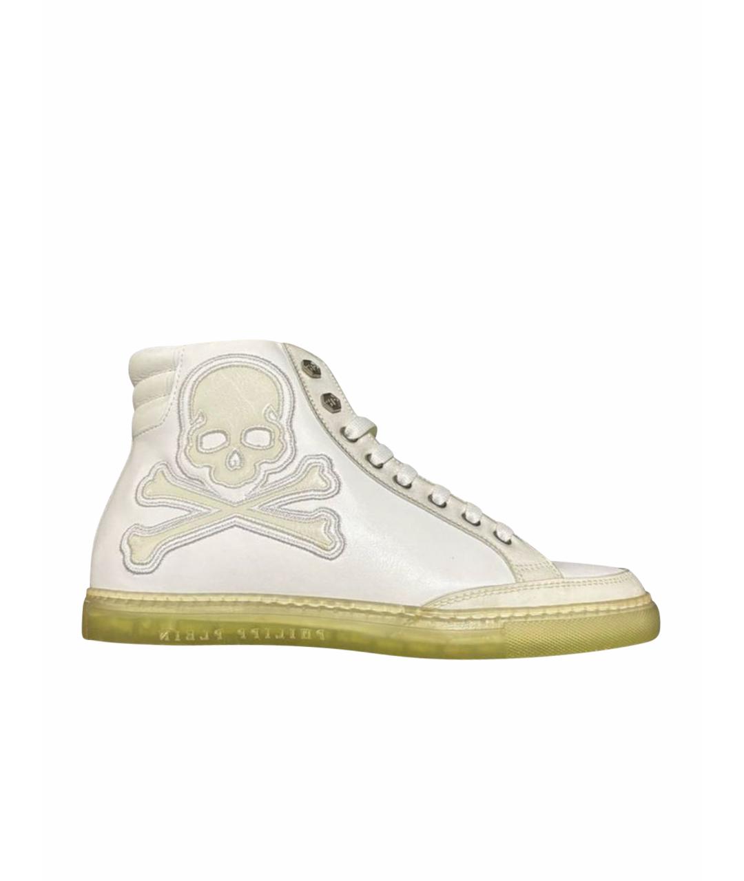 PHILIPP PLEIN Белые кожаные кроссовки, фото 9