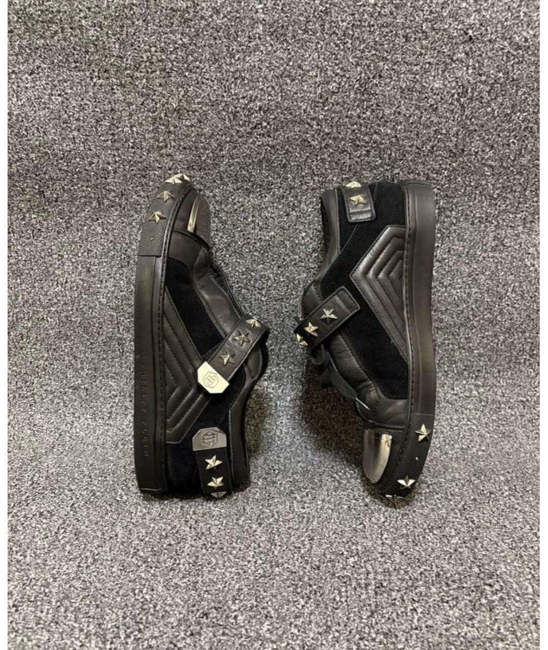 PHILIPP PLEIN Черные кожаные кеды, фото 5