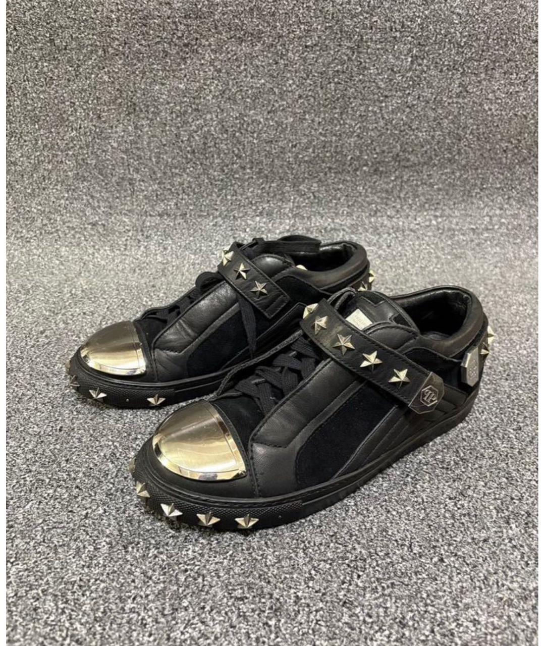 PHILIPP PLEIN Черные кожаные кеды, фото 2