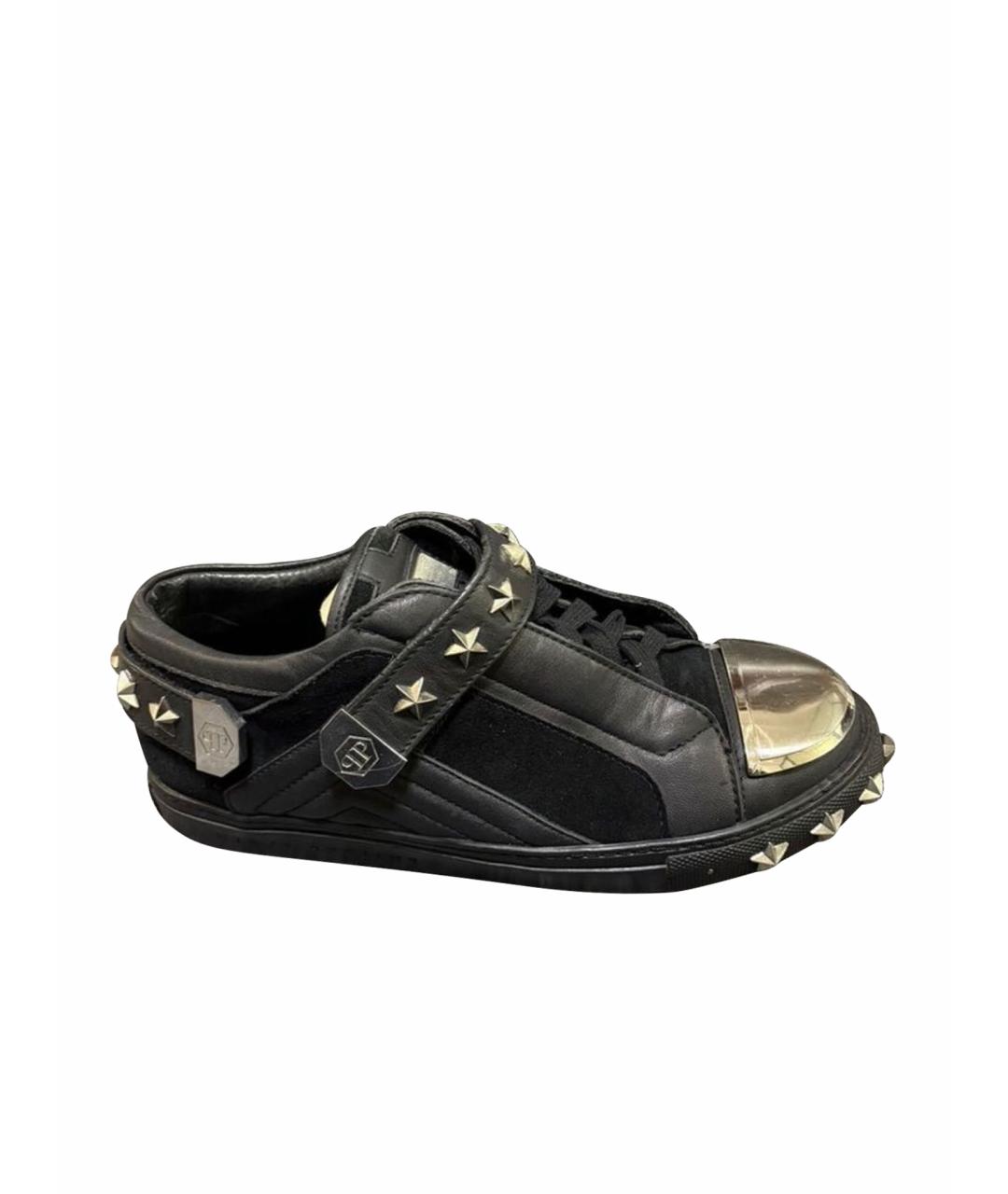 PHILIPP PLEIN Черные кожаные кеды, фото 1