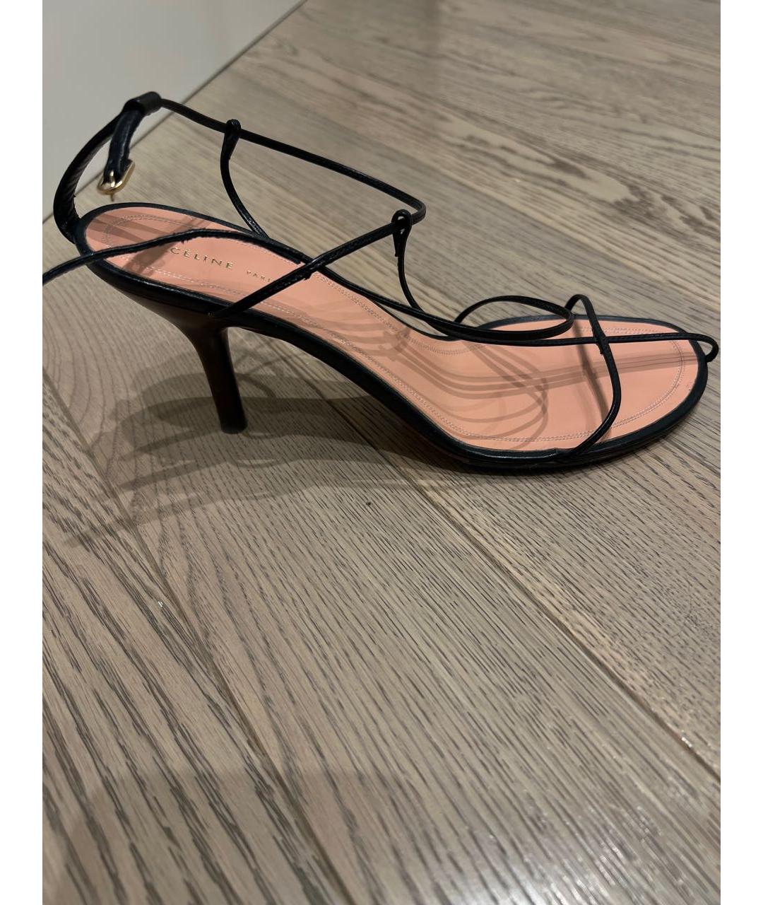 CELINE Черные кожаные босоножки, фото 7