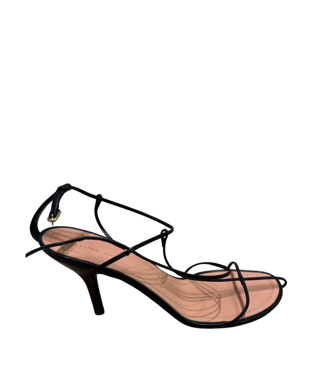 CELINE Черные кожаные босоножки, фото 1