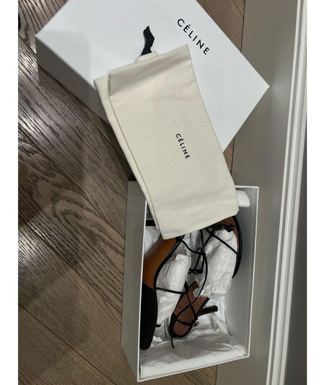 CELINE Черные кожаные босоножки, фото 5