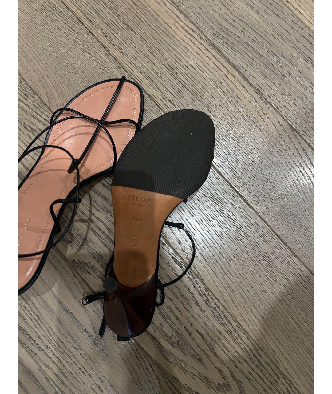 CELINE Черные кожаные босоножки, фото 3