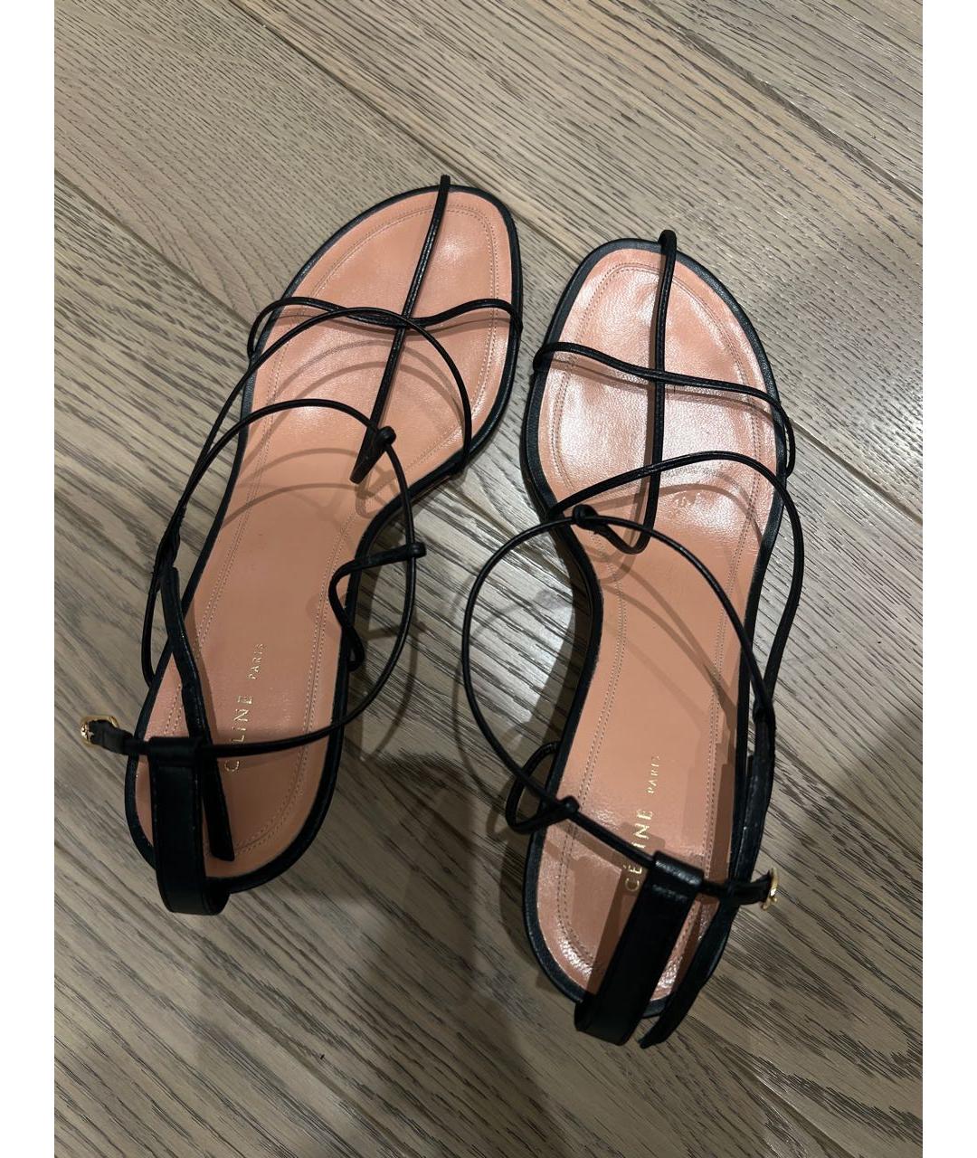 CELINE Черные кожаные босоножки, фото 2