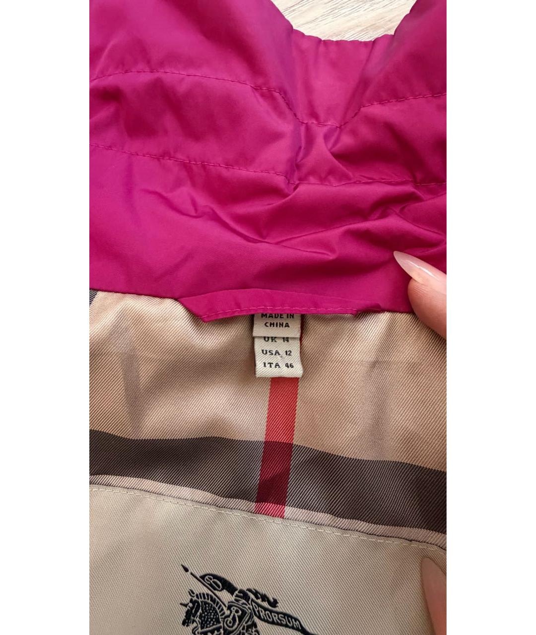 BURBERRY Розовая полиамидовая куртка, фото 7