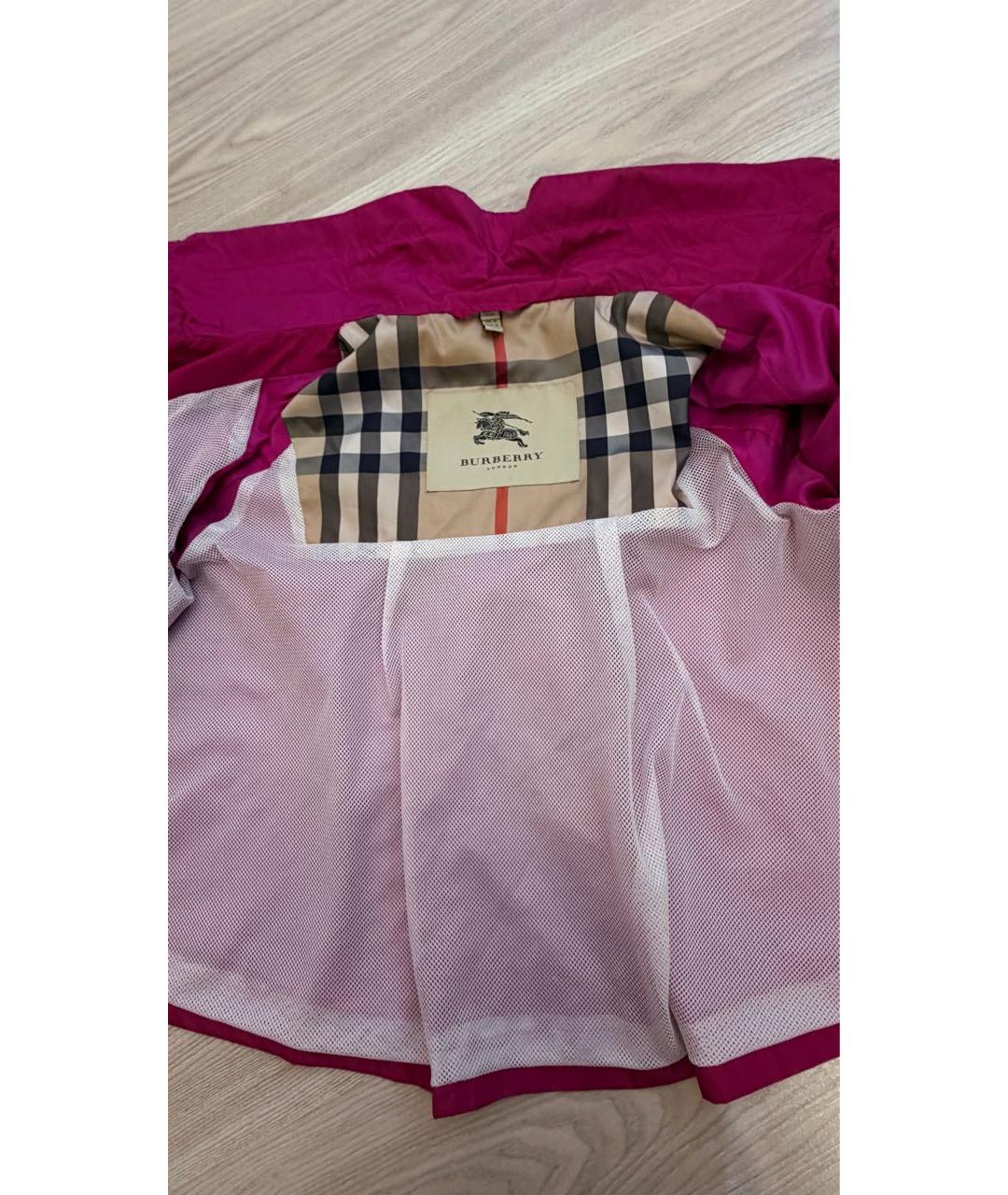 BURBERRY Розовая полиамидовая куртка, фото 3