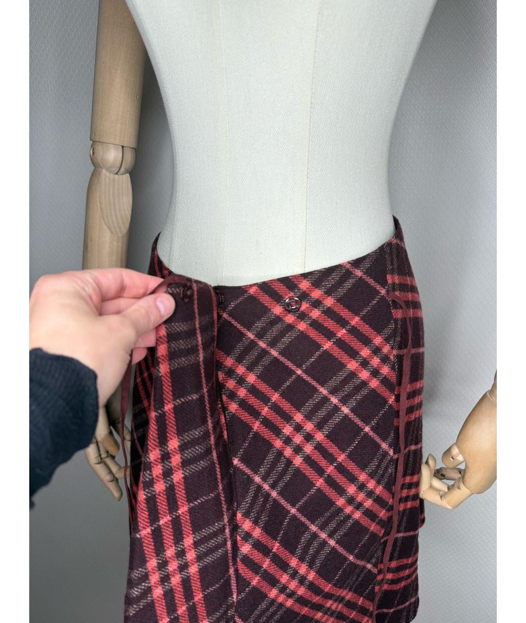 BURBERRY Мульти шерстяная юбка мини, фото 5