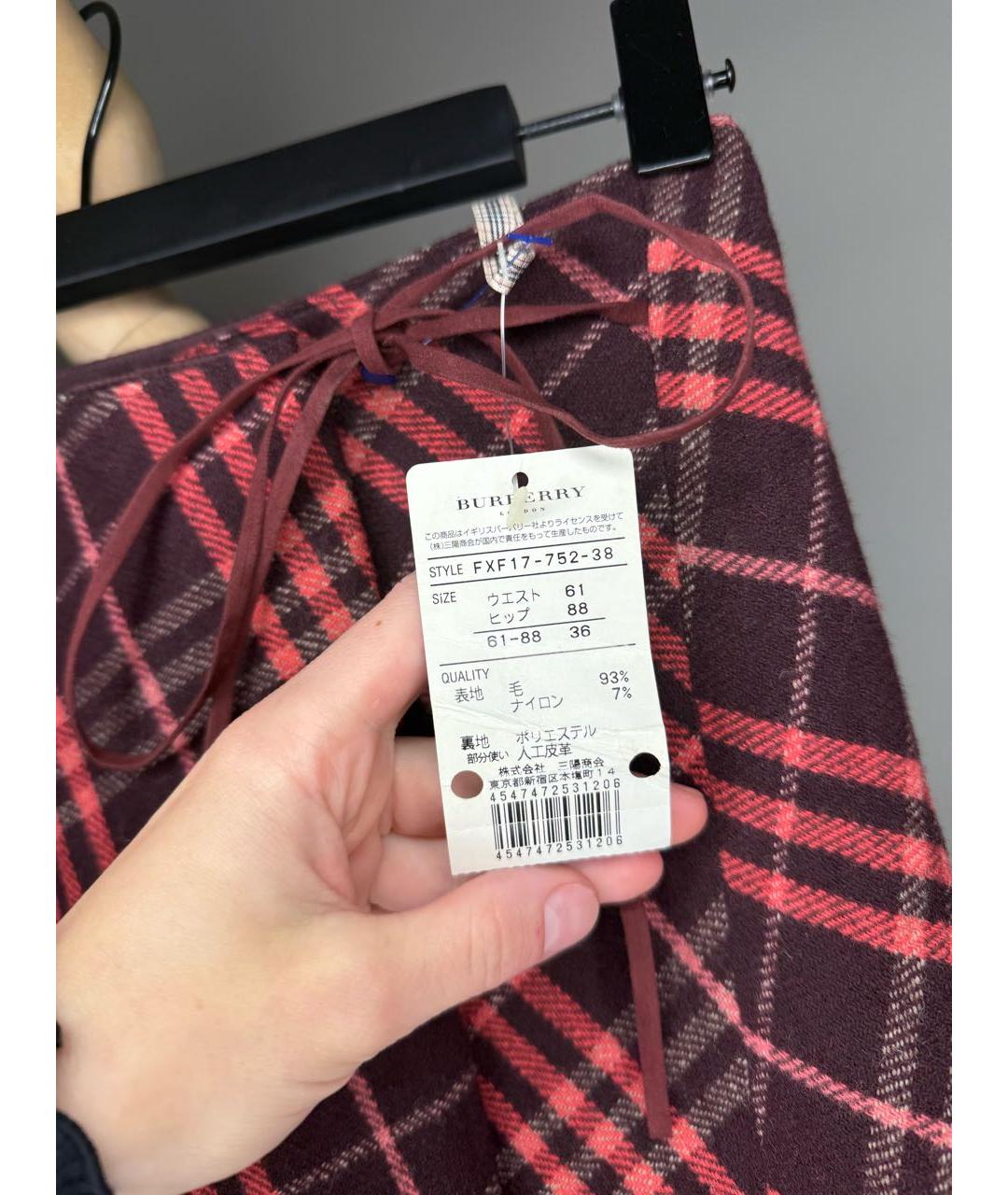 BURBERRY Мульти шерстяная юбка мини, фото 3