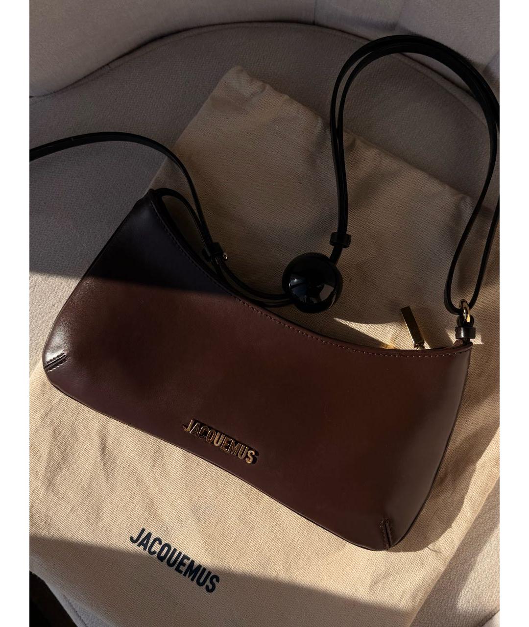 JACQUEMUS Коричневая кожаная сумка через плечо, фото 2