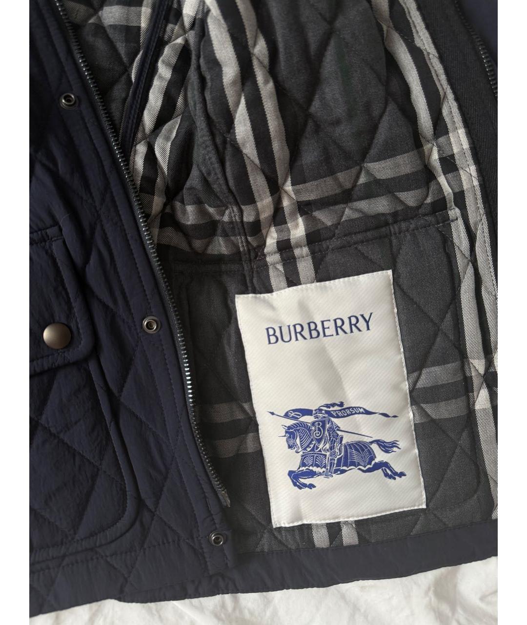 BURBERRY Темно-синяя полиамидовая куртка, фото 4